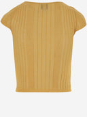 Pinko Semi Sheer Cotton Blend Knit T Shirt