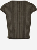 Pinko Semi Sheer Cotton Blend Knit T Shirt