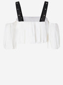 Top de algodón Pinko con hombros con tachuelas