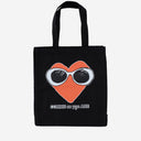 Black Score Cotton Shopping Bag With Print