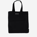 Black Score Cotton Shopping Bag With Print