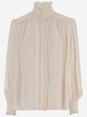 Chloè Oversized Blouse With Silk Jacquard Ruffles