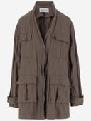 Chaqueta de efecto ruchada de algodón de salvatore ferragamo