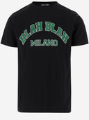 Black Score Cotton T Shirt With Print