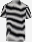 Black Score Cotton T Shirt With Print And Striped Pattern