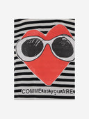Black Score Cotton T Shirt With Print And Striped Pattern