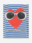 Black Score Cotton T Shirt With Print And Striped Pattern