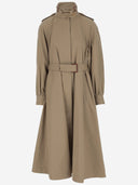 Chloè Long Trench Coat Made Of Cotton Gabardine