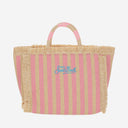 Mc2 Saint Barth Beige Striped Colette Tote Bag