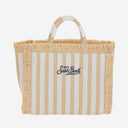 Mc2 Saint Barth Beige Striped Colette Tote Bag