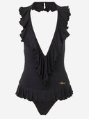 Traje de baño Chloè con cuello en V y volante