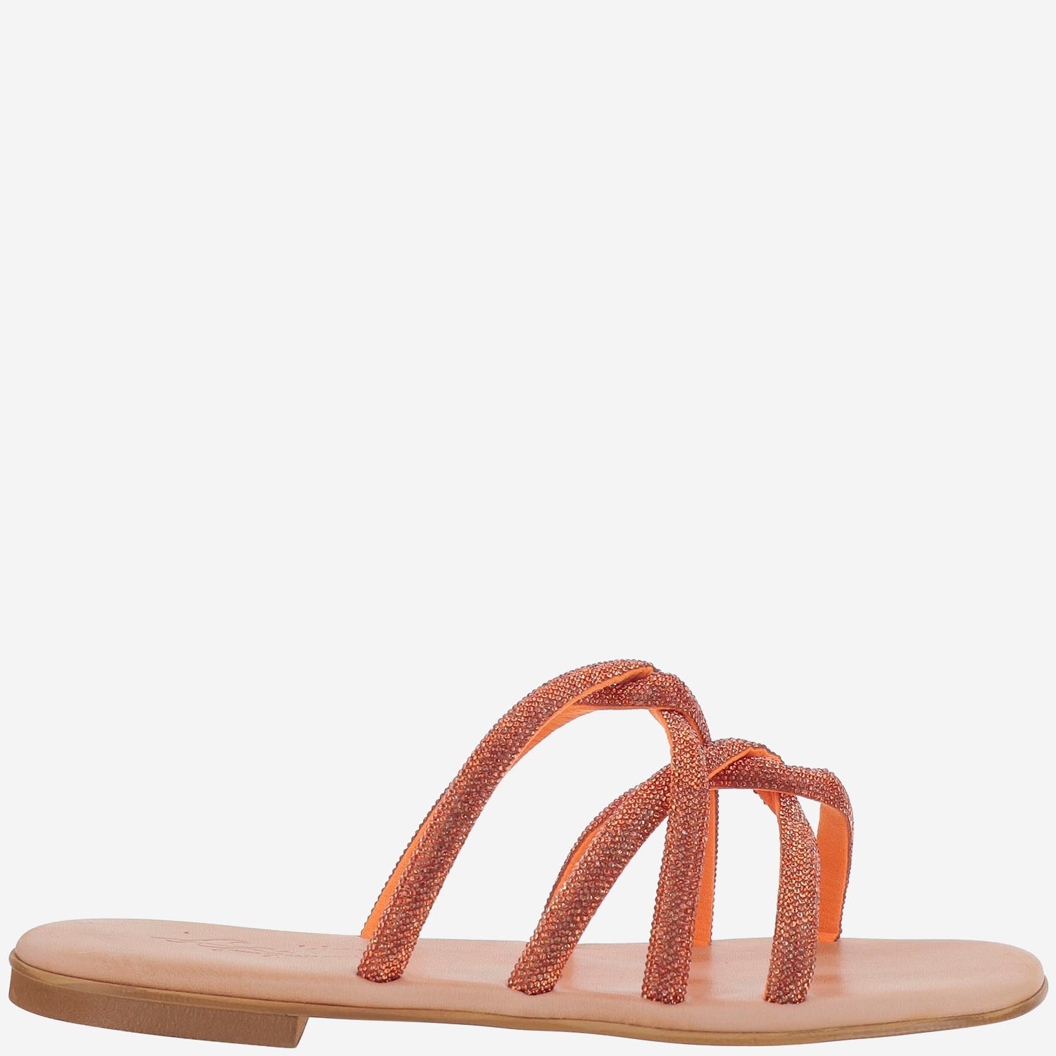 Kima Leather Sandals With Rhinestones