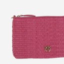 Pinko platte raffia schoudertas