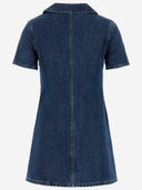 Self Portrait Cotton Denim Mini Dress With Bows