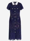 Self Portrait Midi Dress With Contrasting Lace Collar