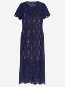 Self Portrait Midi Dress With Contrasting Lace Collar