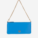 Bolso de embrague de cuero rosa con logotipo