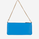 Bolso de embrague de cuero rosa con logotipo