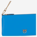 Bolso de embrague de cuero rosa con logotipo