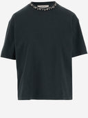 T-shirt en coton d'oie dorée avec des cristaux