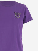 Pinko Cotton T Shirt With Love Birds Jewel Embroidery