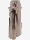 Carven Crossover Wool Skirt With Knot