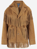 Polo Ralph Lauren Suede Jacket With Fringes And Large Pockets