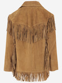 Polo Ralph Lauren Suede Jacket With Fringes And Large Pockets