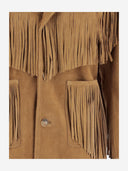 Polo Ralph Lauren Suede Jacket With Fringes And Large Pockets