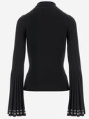 Blumarine High Neck Sweater With Flared Sleeves