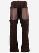 Junya Watanabe Cotton Blend Ribbed Trousers With Leather Details