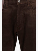 Junya Watanabe Cotton Blend Ribbed Trousers With Leather Details