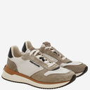 Salvatore Ferragamo Leather And Fabric Sneakers With Side Logo