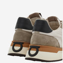 Salvatore Ferragamo Leather And Fabric Sneakers With Side Logo