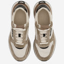 Salvatore Ferragamo Leather And Fabric Sneakers With Side Logo
