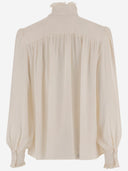Chloè Oversized Blouse With Silk Jacquard Ruffles