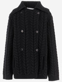 Sa Su Phi Double Breasted Wool And Cashmere Jacket With Cable Knit