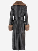 Stand Studio Estella Synthetic Leather Coat With Fur Details