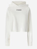 Pinko Cropped Cotton Sweatshirt With Logo