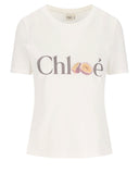 تي شيرت من القطن مع طباعة الشعار من Chloè