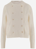Allude Double Breasted Wool Blend Jacket