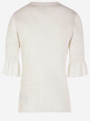 Jil Sander Viscose Blend T Shirt With Ruffled Sleeves