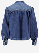 Chloè Ruffle Collar High Neck Denim Jacket