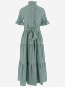 F.It Striped Cotton Dress With Ruffle Collar