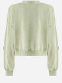 Pinko Cotton Sweatshirt With Jeweled Flowers