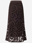Pinko Geometric Crochet Midi Skirt In Viscose Blend