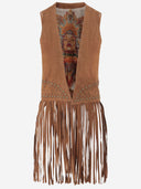 Gilet in pelle scamosciata non comune con frange