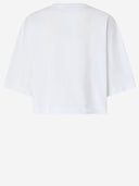 Pinko Cropped T Shirt With Love Birds Embroidery