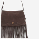 Pinko One, Two, Three Suede Shoulder Bag With Fringes