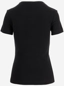 Pinko Stretch Cotton T Shirt With Love Birds Embroidery